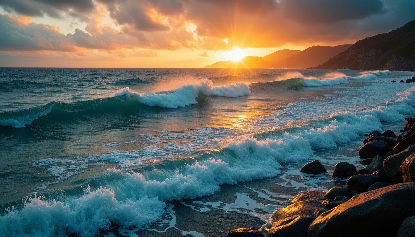 Free Coastal Golden Hour Photo - Seascape, Sunset, Waves | Download at ...