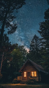 Free Starry Night Cabin Image - Night, Stars, Cabin | Download at StockCake