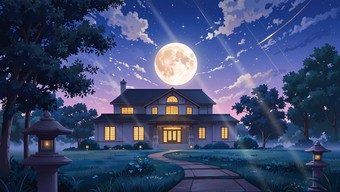 Free Moonlit Anime Cottage Image - Anime, Manga, Illustration ...