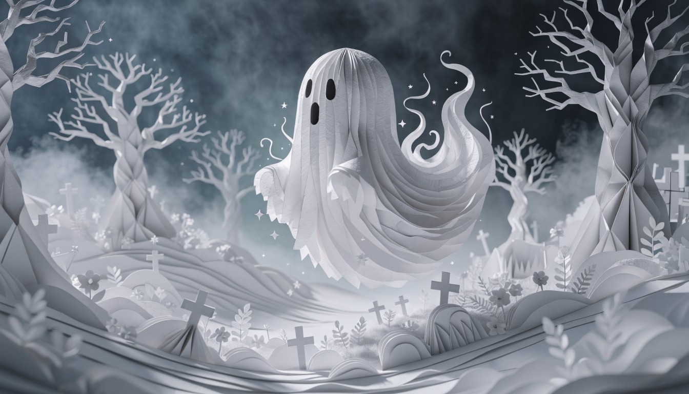 Free Whimsical Paper Ghost Image - Ghost, Papercraft, Sculpture ...
