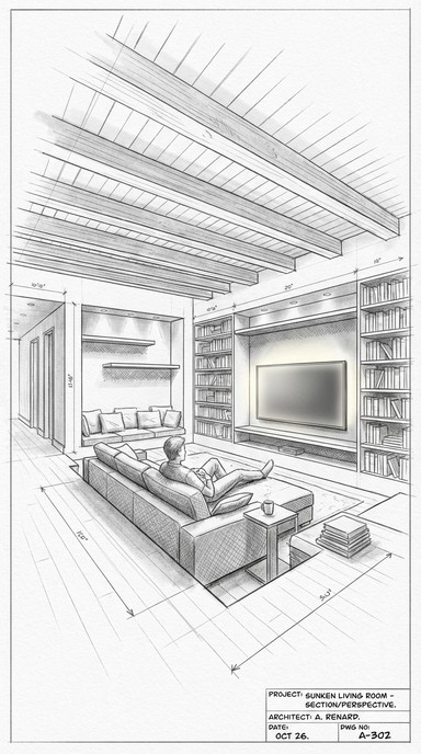 Free Cozy Interior Drawing Image - Architectural, Sketch, Interior ...