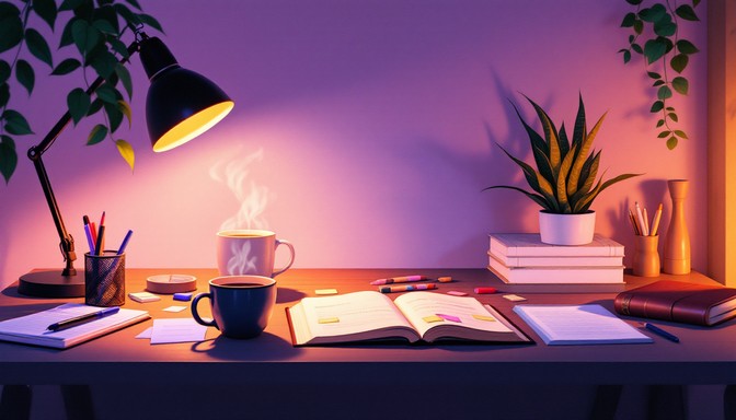 Free Serene Study Space Image - Study, Tranquil, Purple | Download at ...