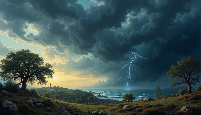 Free Tempestuous Romantic Landscape Image - Storm, Lightning, Tempest ...