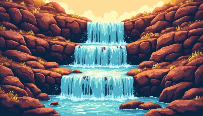 Free Cascading Pixel Falls Image - Waterfall, Pixel, Cascade | Download ...