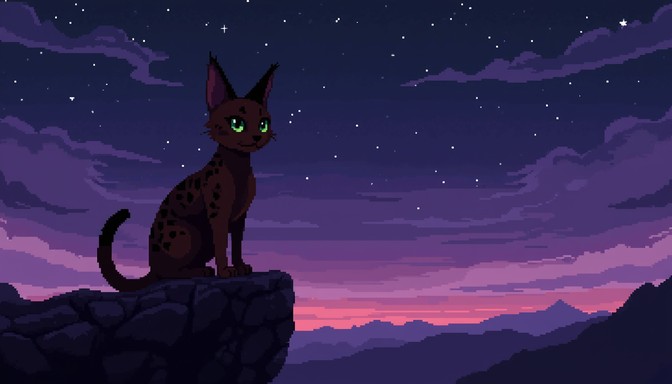 Free Vigilant Pixel Feline Image - Pixel, Twilight, Purple | Download ...