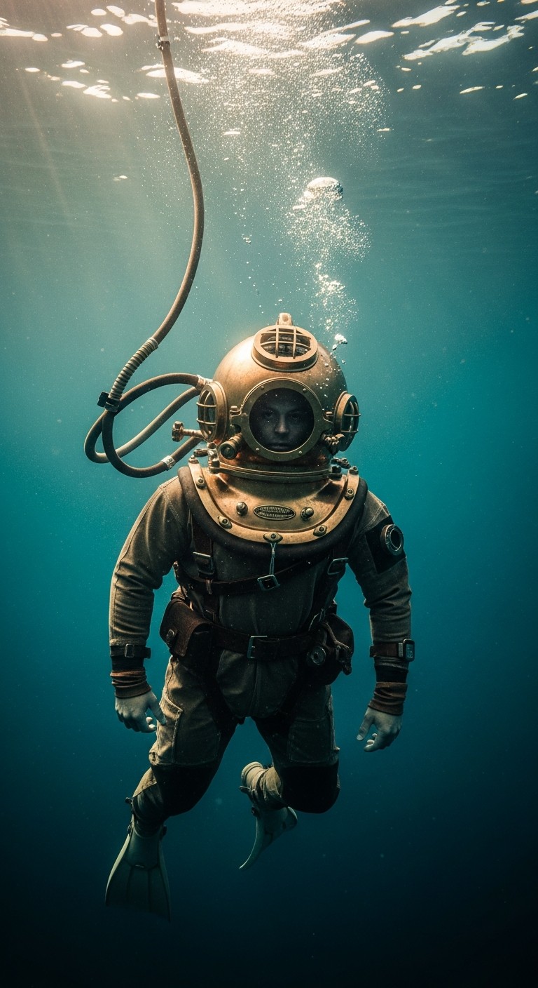 Free Deep Sea Explorer Image - Diver, Underwater, Vintage | Download at ...