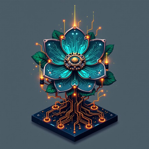 Free Cyber Flower Blooms Image - Technology, Nature, Mechanical ...