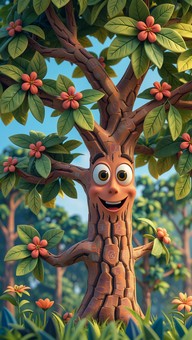 Free Friendly Tree Character Image - Tree, Cartoon, Character ...