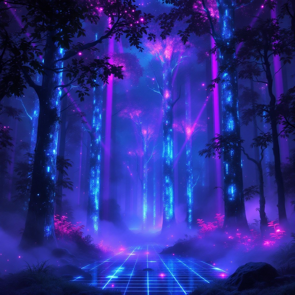 Free Neon Forest Dreams Image - Cyberpunk, Synthwave, Forest | Download ...