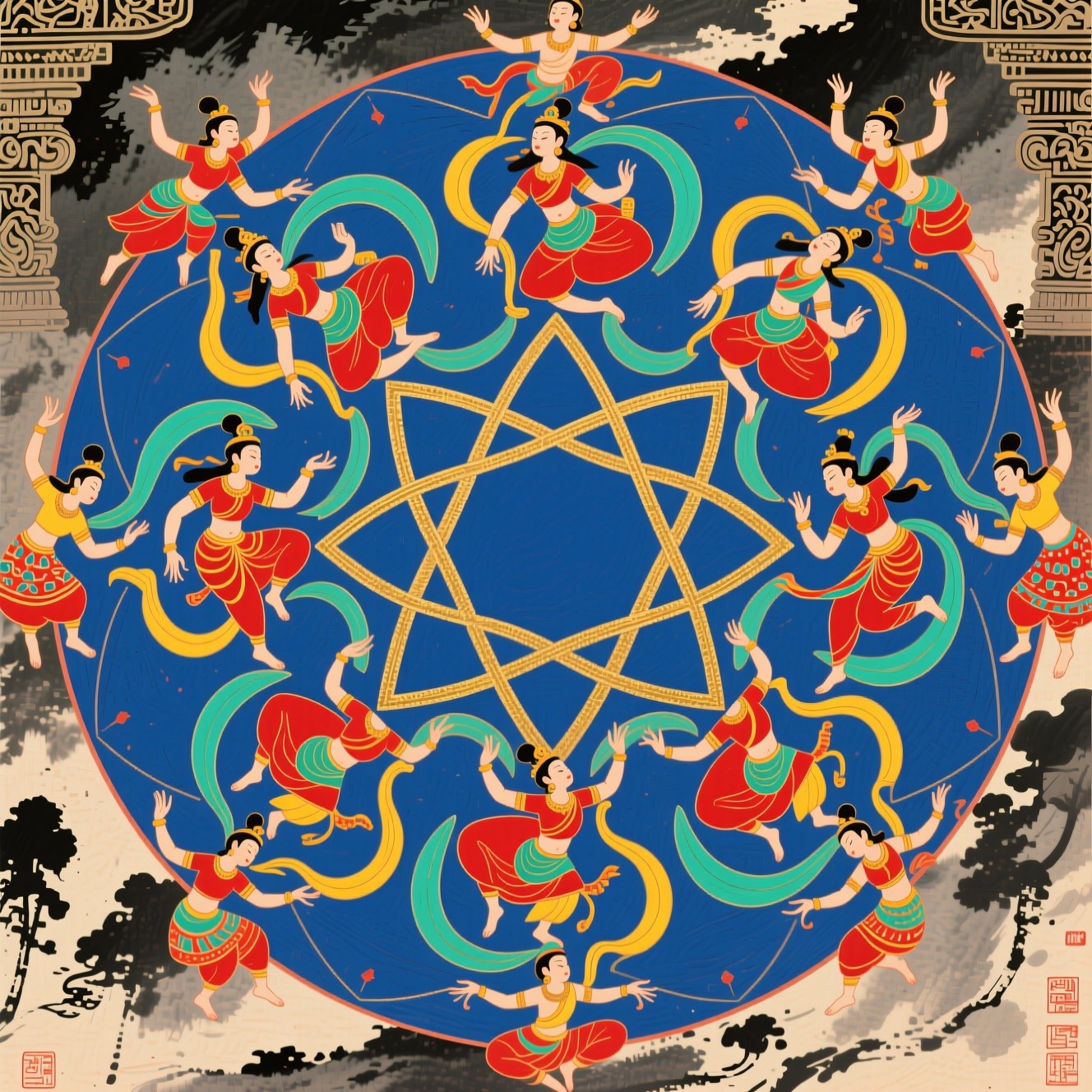 Free Sacred Dance Mandala Image - Mandala, Dancers, Illustration ...