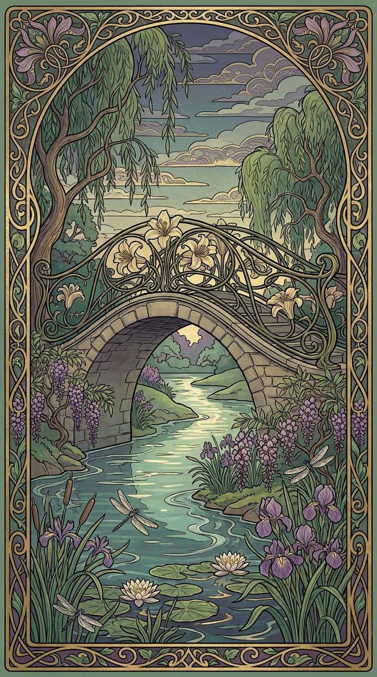 Free Enchanted Bridge Illustration Image - Bridge, River, Illustration ...