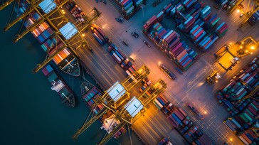 Free Container Terminal Night Image - Shipping, Containers, Crane ...