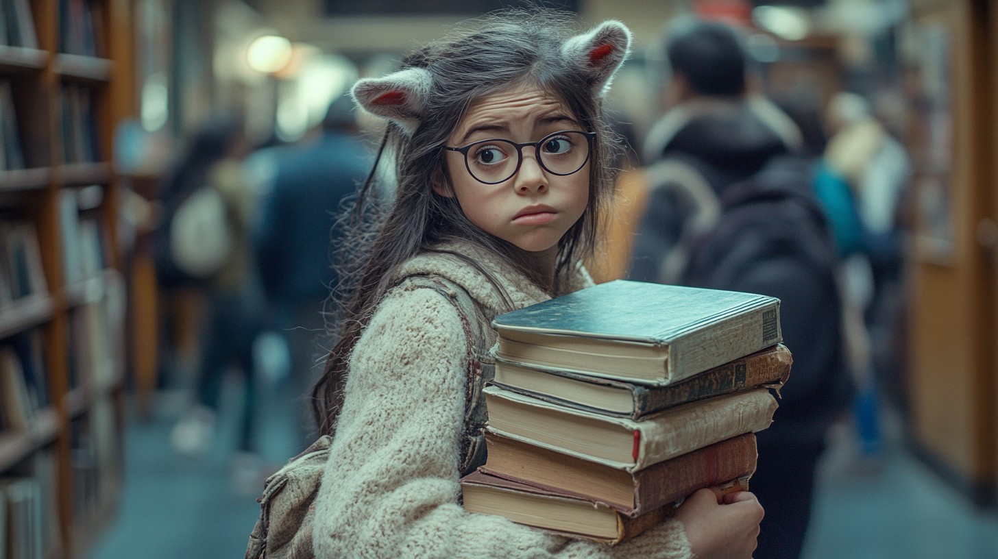 Entertained Reader Free Surprised young reader Image - Girl, Books, Library | Download at ...