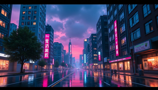 Free Neon Rain City Image - Anime, Cyberpunk, Neon | Download at StockCake