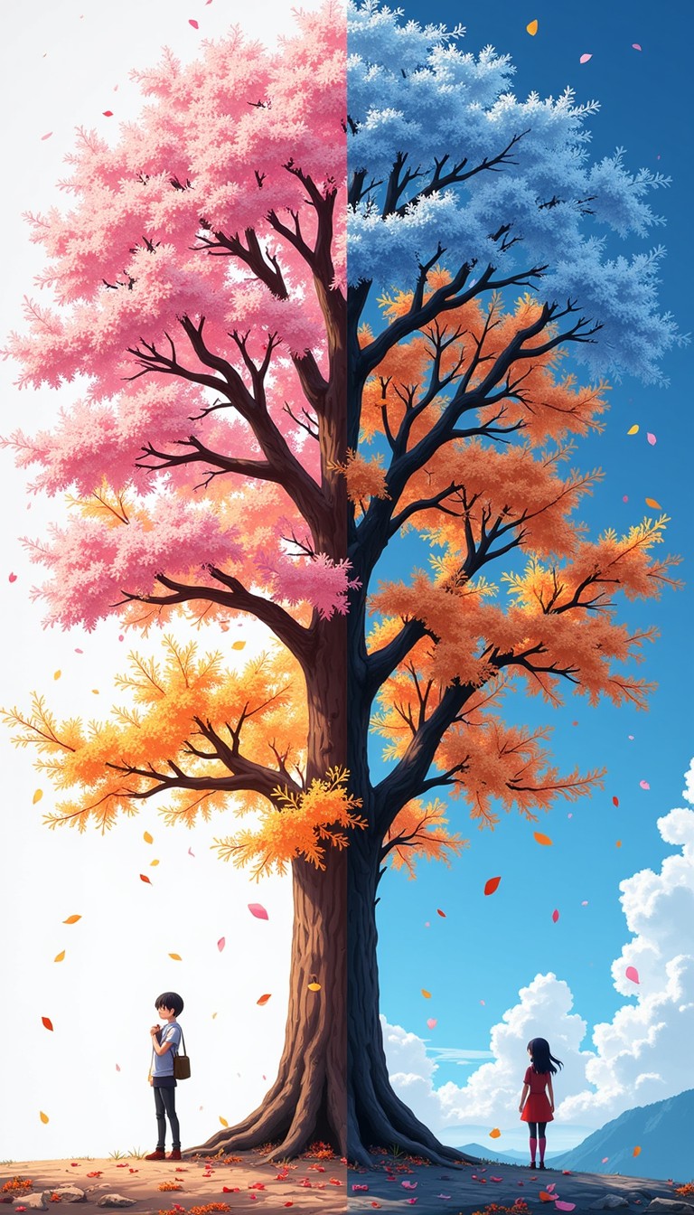 Free Seasonal Tree Journey Image - Seasons, Tree, Anime | Download at ...