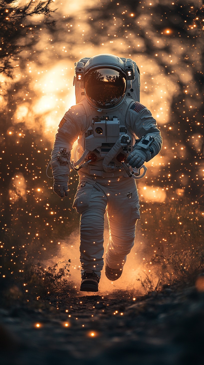 Free Astronaut Running Free Image - Astronaut, Forest, Sunset ...