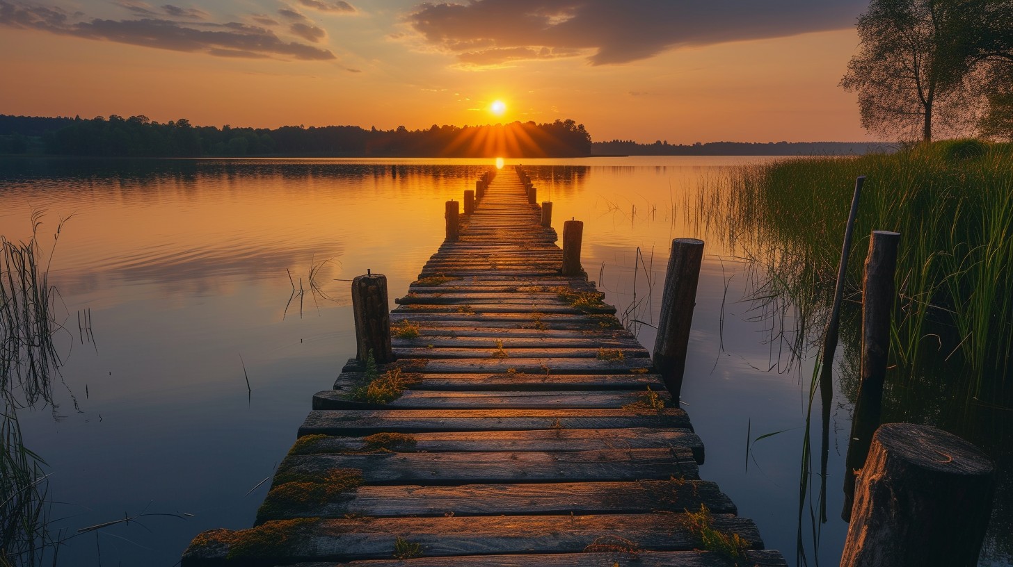 Free Sunset Lake Pier Image - Sunset, Lake, Pier | Download at StockCake
