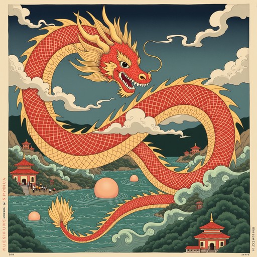 Dragon Wind Pattern Free Majestic Dragon Ascending Image - Dragon, Ukiyo-e, Mythological ...