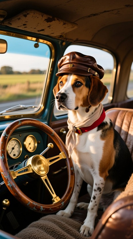 Free Vintage Driving Beagle Image - Beagle, Driving, Vintage | Download ...