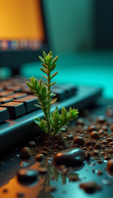 Computer And Nature Free Nature Meets Technology Image - Succulent, Keyboard, Macro ...