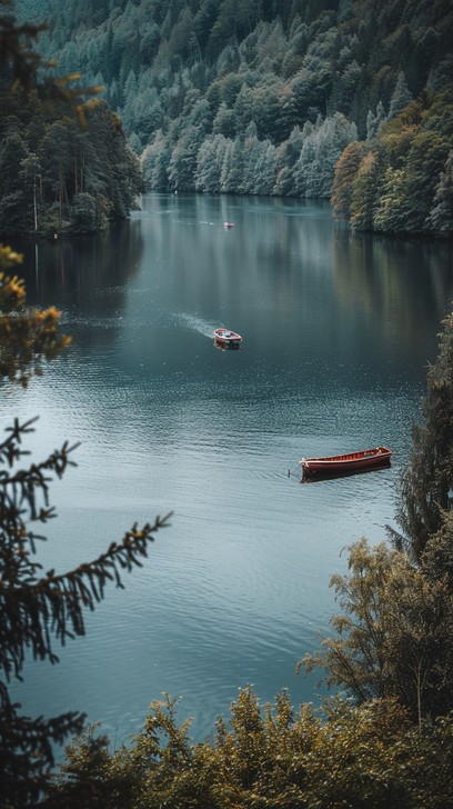 Free Serene Lake View Image - Lake, Forest, Boats | Download at StockCake