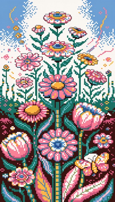 Free Pixel Garden Blooms Image - Pixel, 8-bit, Flowers | Download at ...