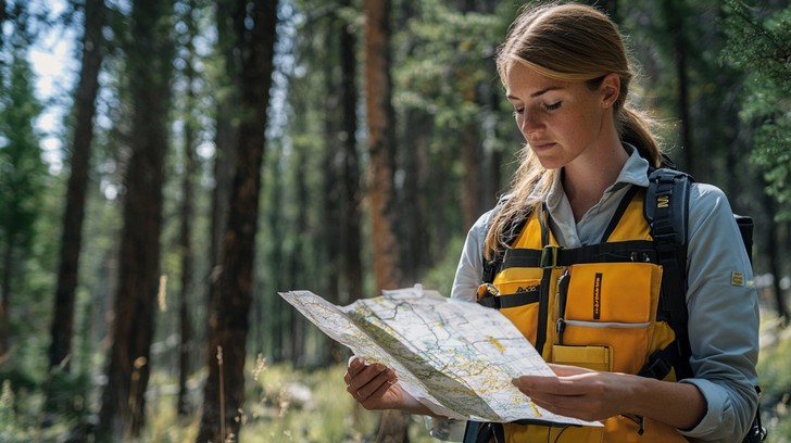 Free Woman Reading Map Image - Woman, Map, Forest | Download at StockCake