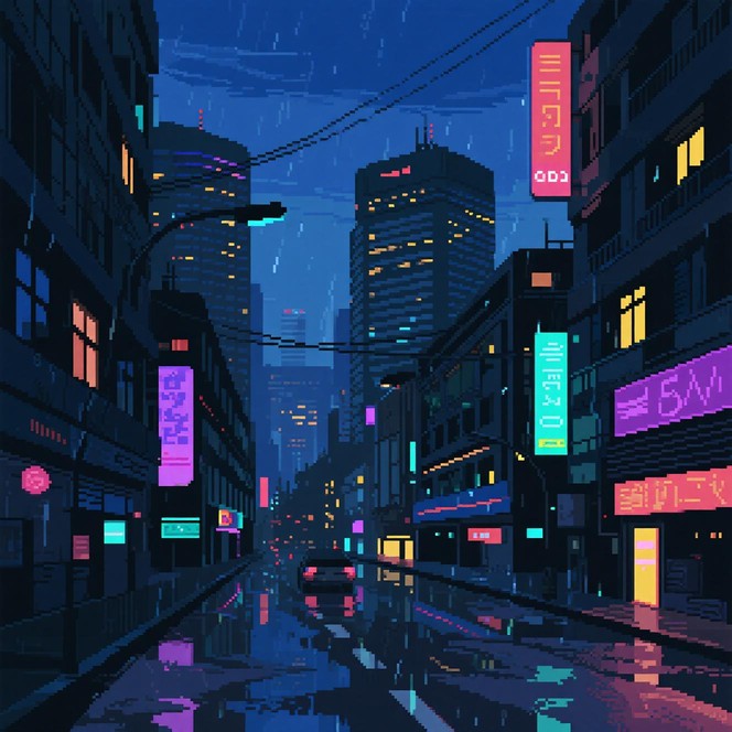 Free Neon Pixel City Image - Pixelart, Cyberpunk, Neon | Download at ...