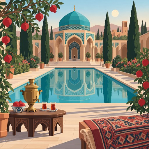 Download Persian Courtyard Serenity Image - Illustration, Vector, Flat ...