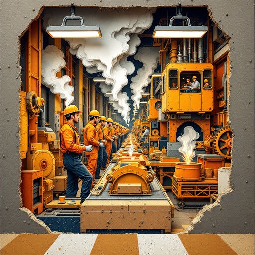 Collage Factory Building Free Paper Factory Workers Image - Papercraft, Collage, Illustration ...