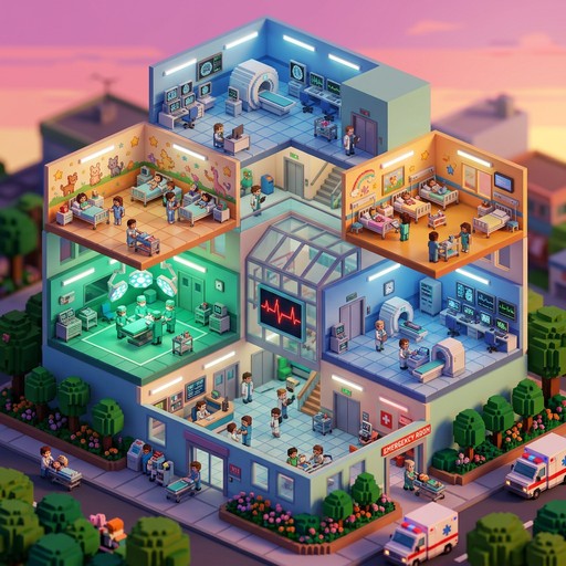 Download Pixel Hospital Diorama 3D Images for Free | StockCake