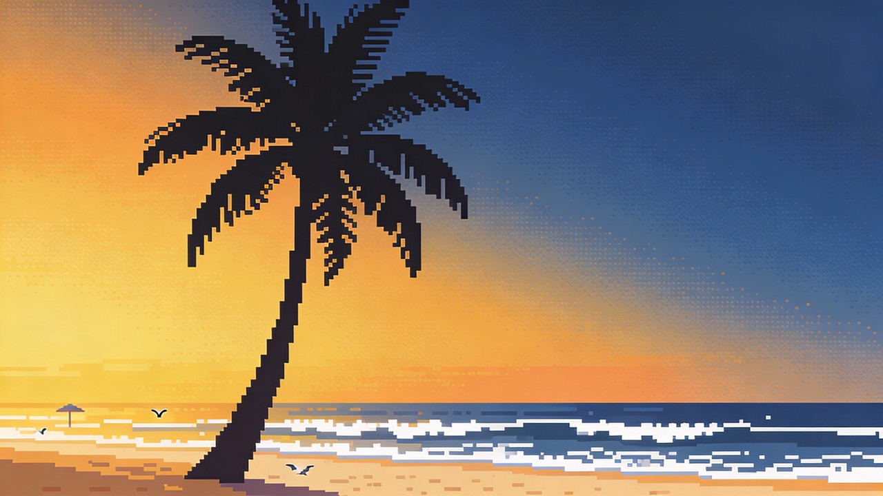 Free Pixel Paradise Sunset Image - Pixel, Sunset, Beach | Download at ...