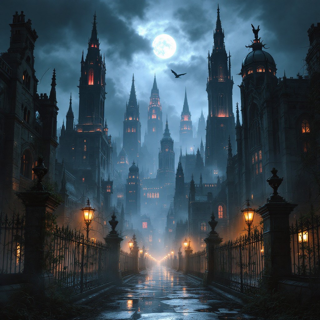 Free Moonlit Gothic City Image - Gothic, Cityscape, Architecture ...
