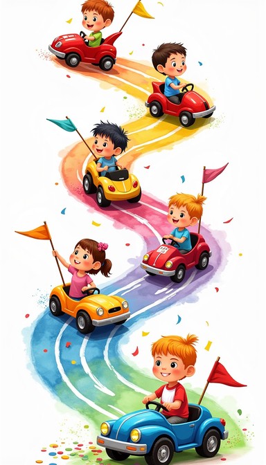 Cartoon Adventure Racing Background Free Rainbow Racing Adventure Image - Car, Cartoon, Character ...