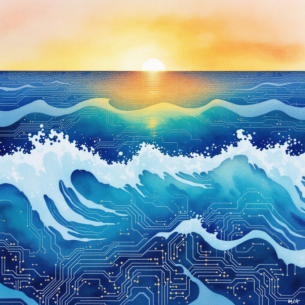 Technology Background Ocean Free Technology Meets Ocean Image - Watercolor, Technology, Ocean ...