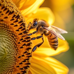 Free Bee Pollinating Sunflower Image - Bee, Sunflower, Pollination ...