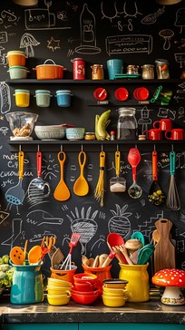 Free Colorful kitchen essentials Image - Kitchen, Colorful, Utensils ...