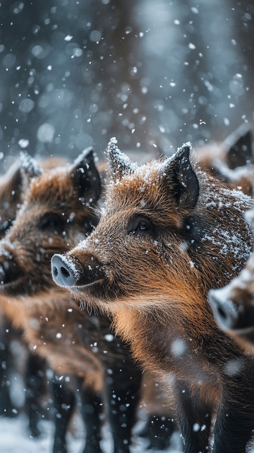 Free Snowy Wild Boars Image - Wildlife, Winter, Snow | Download at ...