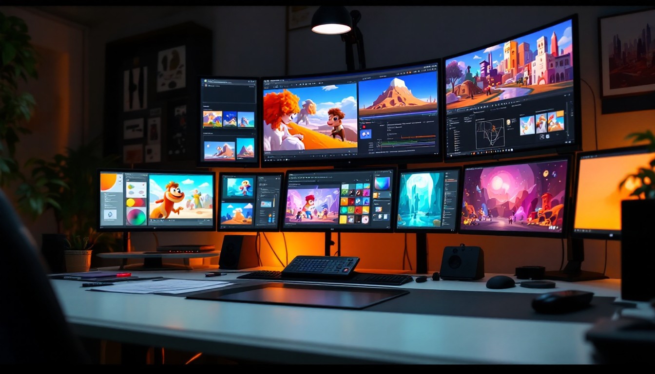 Free Digital Animation Station Image - Animation, Workspace, Monitors ...
