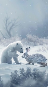 Free Polar Bear Interaction Image - Polar, Bear, Rabbit | Download at ...