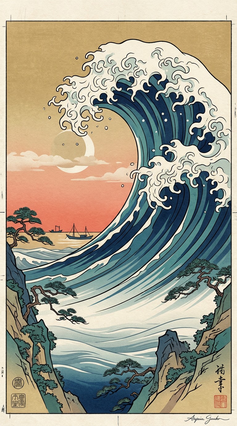 Free Towering Ocean Wave Image - Ukiyo-e, Wave, Ocean | Download at ...