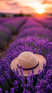 Free Lavender field sunset Image - Lavender, Sunset, Hat | Download at ...