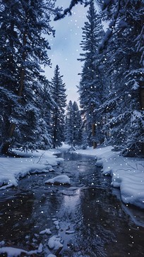Free Snowy Forest River Image - Snow, River, Forest | Download at StockCake