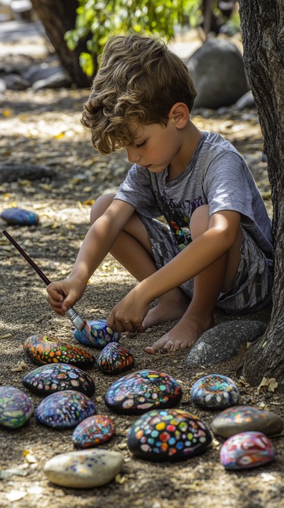 Free Boy painting rocks Image - Boy, Painting, Rocks | Download at ...