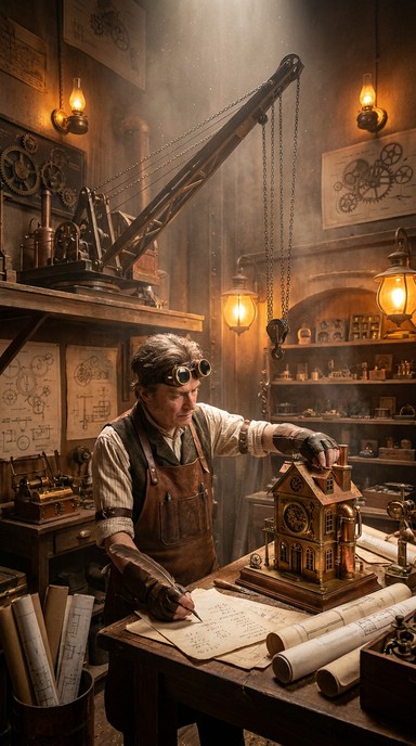 Free Steampunk Inventor Working Image - Steampunk, Inventor, Workshop ...