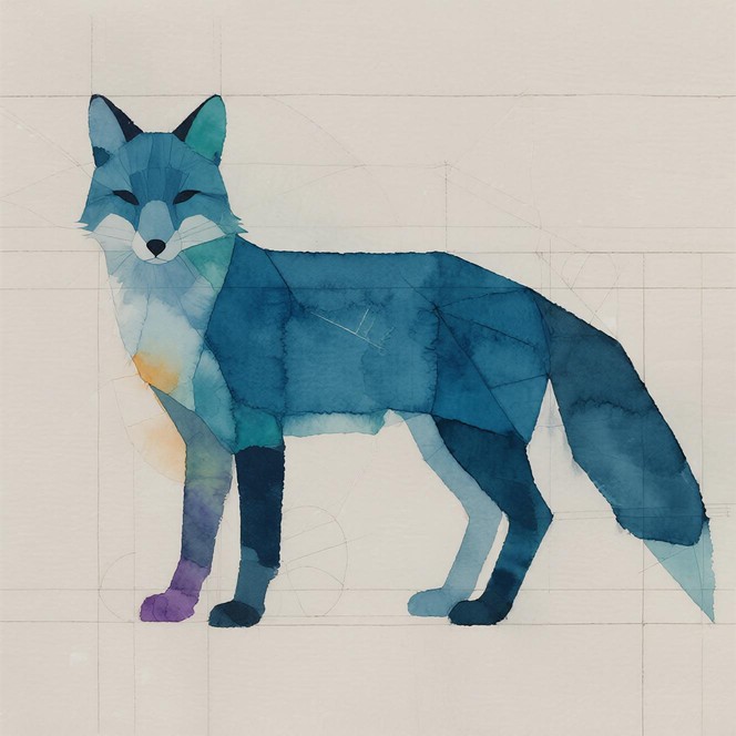 Free Watercolor Wireframe Fox Image | Download at StockCake
