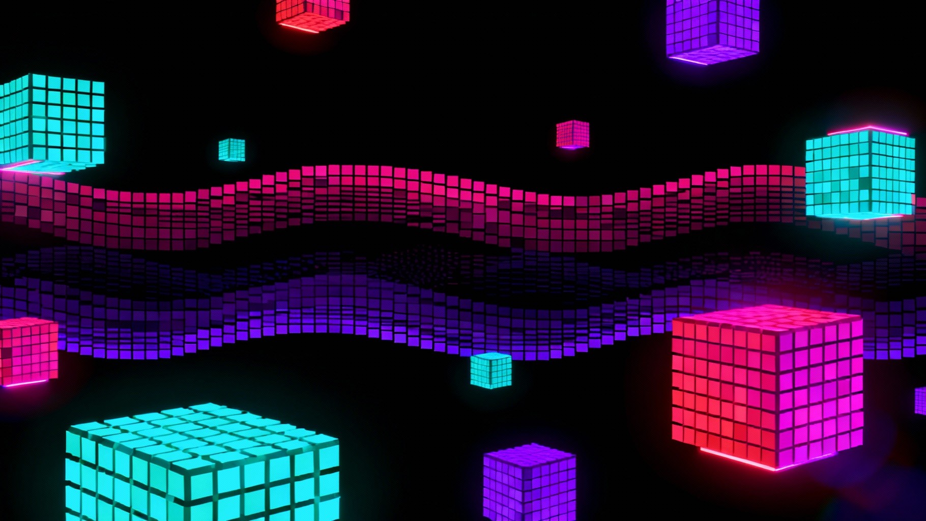 Free Neon Pixel Cubes Photo - Abstract, Pixel, Neon | Download at StockCake
