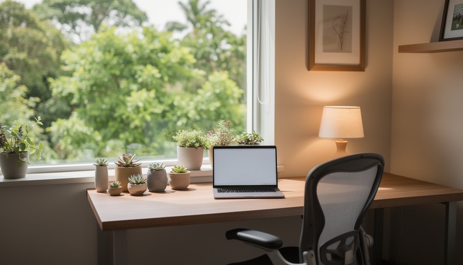 Free Peaceful Workspace Sanctuary Image - Workspace, Desk, Laptop ...