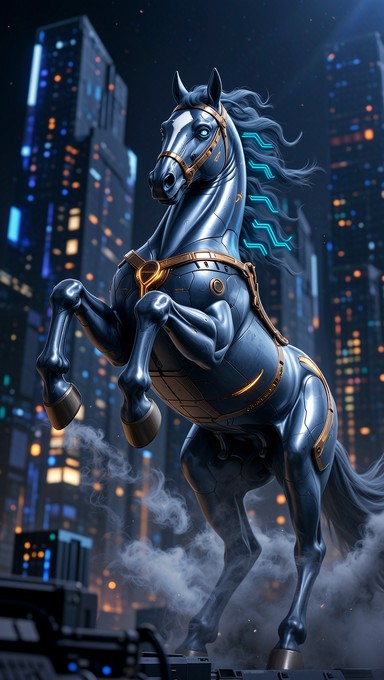 Free Mechanical Stallion Rears Image - Cybernetic, Horse, Mechanical ...