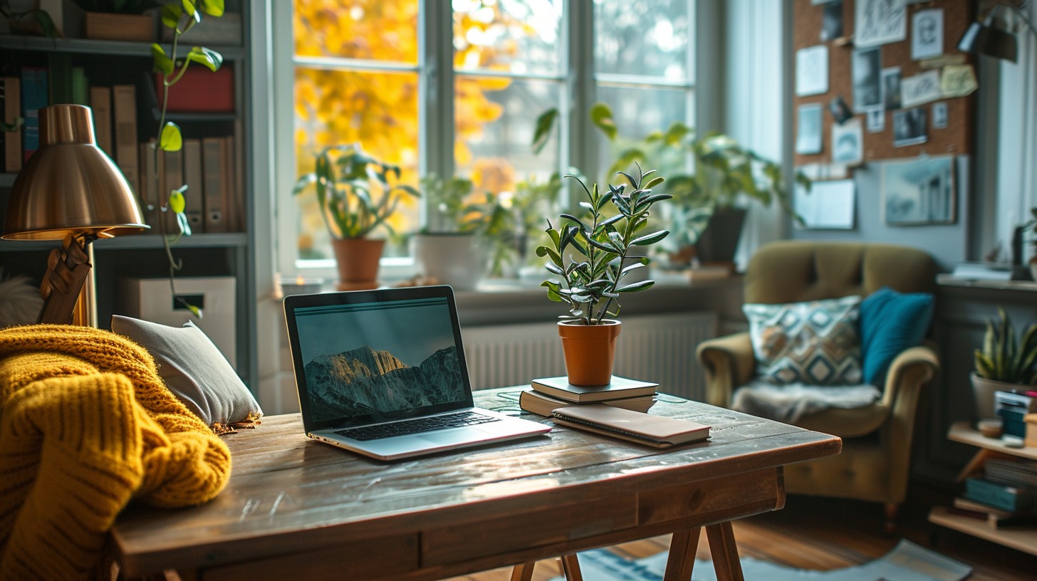 Free Cozy Study Space Image - Cozy, Study, Laptop | Download at StockCake